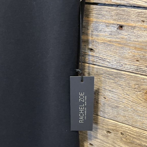 NWT Rachel Zoe Sleeveless Padded Shoulder Crew Neck Black Knit‎ Mini Dress Sz M - Picture 4 of 6